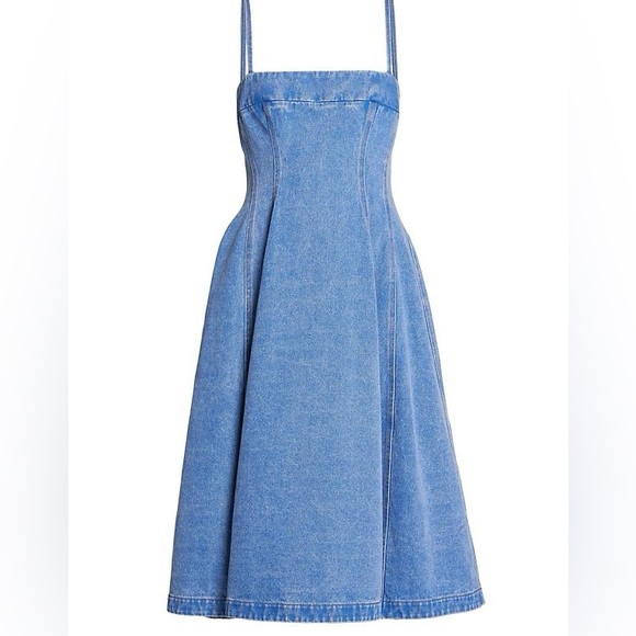 denim bustier sleeveless midi-dress - Picture 1 of 1